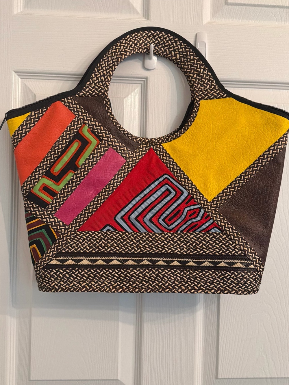Colorblock Geometric Tote Bag - Multicolor